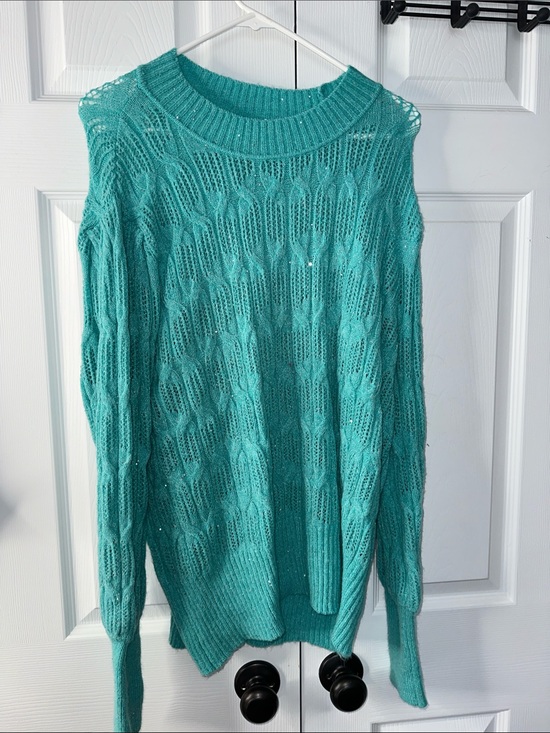 Cato Sweaters - Turquoise Cable Knit Women's Sweater